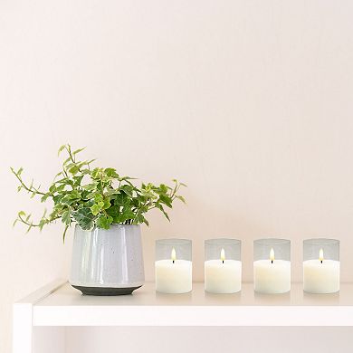 LumaBase Luminarias Battery Operated 3D Wick Flame Candle Set of 4