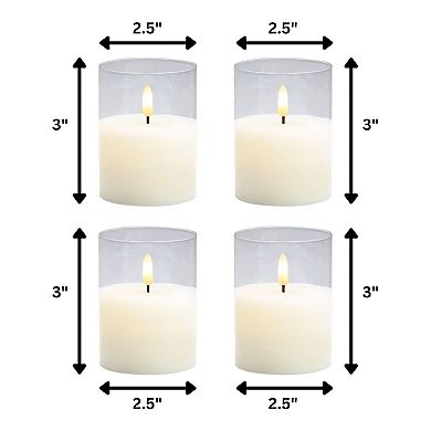 LumaBase Luminarias Battery Operated 3D Wick Flame Candle Set of 4