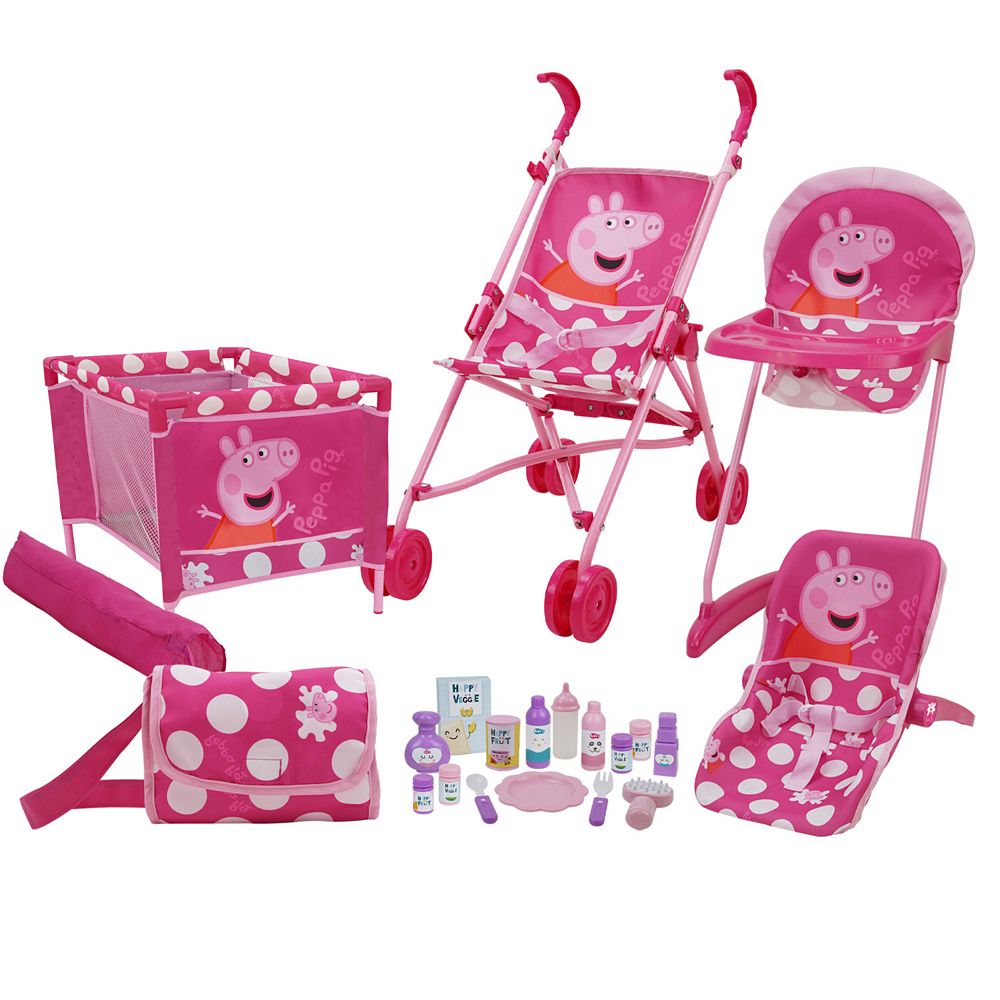 509 Crew Spring Pink – Coffret 21 Pièces Poupée : Poussette Pliante, Lit Voyage, Chaise Haute, Siège Auto, Accessoires, Dès 3 Ans