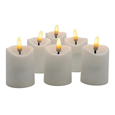 LumaBase Luminarias Battery Operated 3D Wick Flame Mini Pillars 6-pk. Set