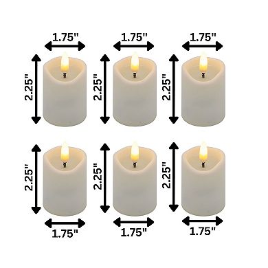 LumaBase Luminarias Battery Operated 3D Wick Flame Mini Pillars 6-pk. Set