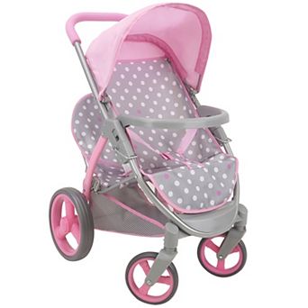 509 Crew Cotton Candy Pink Polka Dot Twin Tandem Doll Stroller