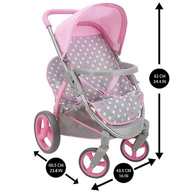 509 Crew Cotton Candy Pink Polka Dot Twin Tandem Doll Stroller
