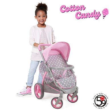 509 Crew Cotton Candy Pink Polka Dot Twin Tandem Doll Stroller
