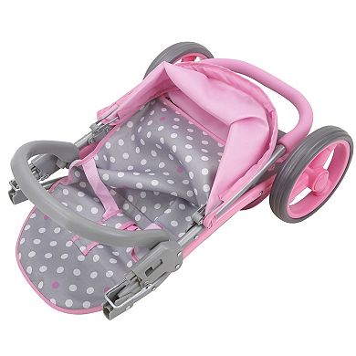509 Crew Cotton Candy Pink Polka Dot Twin Tandem Doll Stroller