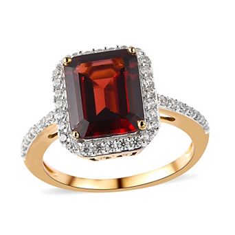 14k Gold Over Silver Gemstone Halo Ring