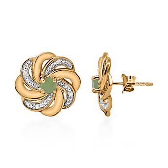 14k Gold over Sterling Silver Stone & Diamond Accent Earrings