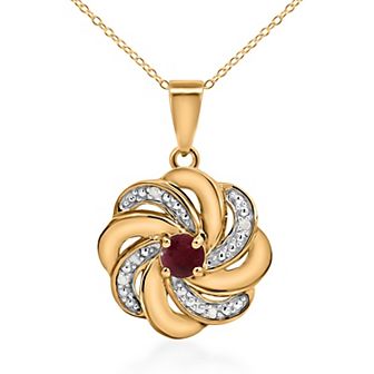 14k Gold over Sterling Silver Stone & Diamond Accent Swirl Pendant Necklace