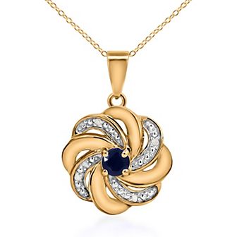14k Gold over Sterling Silver Stone & Diamond Accent Swirl Pendant Necklace