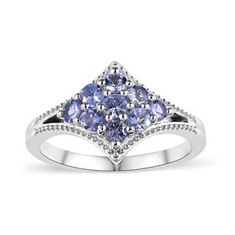 Sterling Silver Tanzanite Cluster Ring