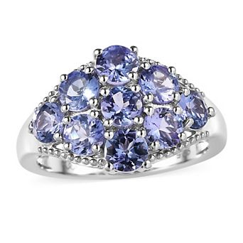 Sterling Silver Tanzanite Cluster Ring