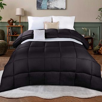 SUPERIOR Monochrome Basketweave Plush Microfiber Down Alternative Comforter