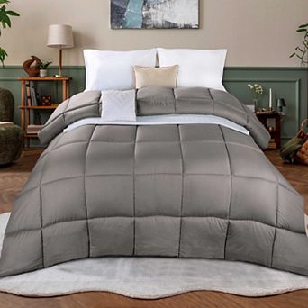 SUPERIOR Monochrome Basketweave Plush Microfiber Down Alternative Comforter