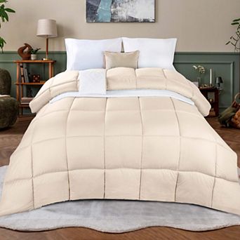 SUPERIOR Monochrome Basketweave Plush Microfiber Down Alternative Comforter