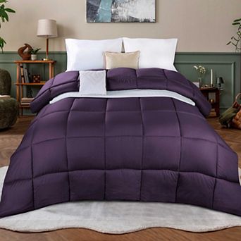 SUPERIOR Monochrome Basketweave Plush Microfiber Down Alternative Comforter