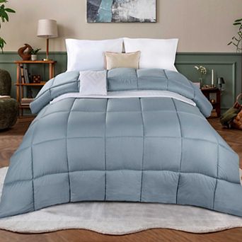 SUPERIOR Monochrome Basketweave Plush Microfiber Down Alternative Comforter