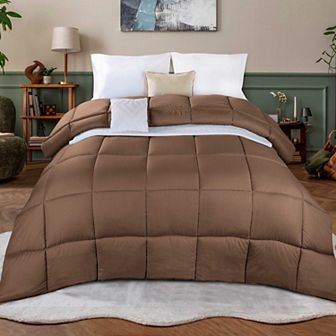 SUPERIOR Monochrome Basketweave Plush Microfiber Down Alternative Comforter
