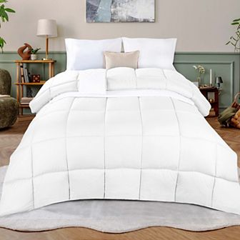 SUPERIOR Monochrome Basketweave Plush Microfiber Down Alternative Comforter