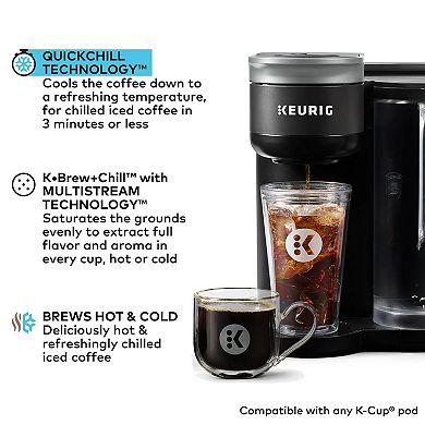 Keurig K-Brew + Chill Iced or Hot Single-Serve K-Cup Coffee Maker with MultiStream and QuickChill Technology