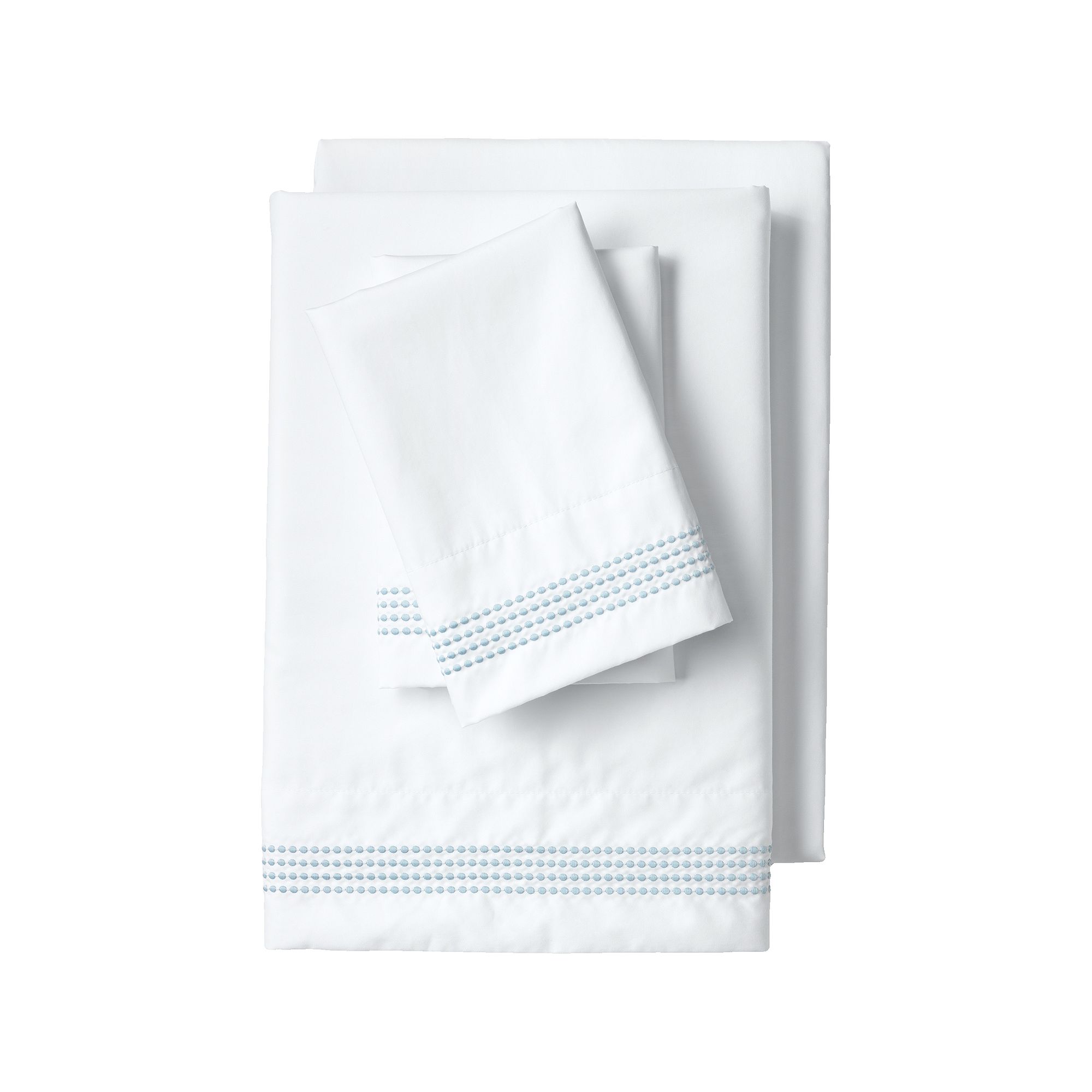 Lands End Supima Cotton 400 Thread Count Sateen Embroidered Sheets, Dusty 