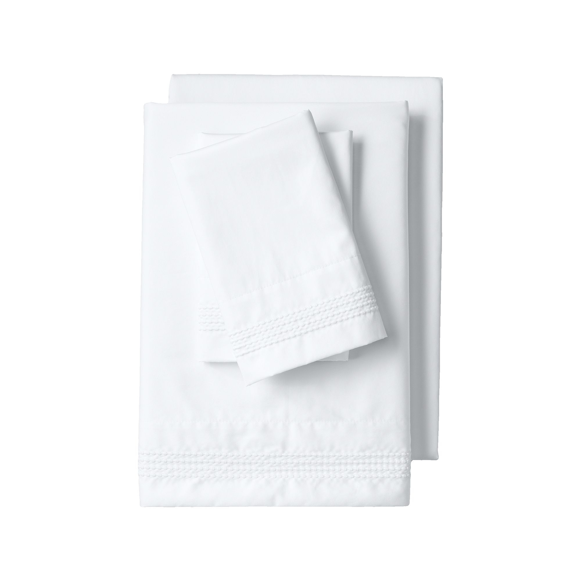 Lands End Supima Cotton 400 Thread Count Sateen Embroidered Sheets, White 