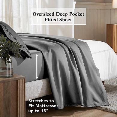 SUPERIOR Egyptian Cotton 650 Thread Count Solid Deep Pocket Sheet Set and Pillowcases