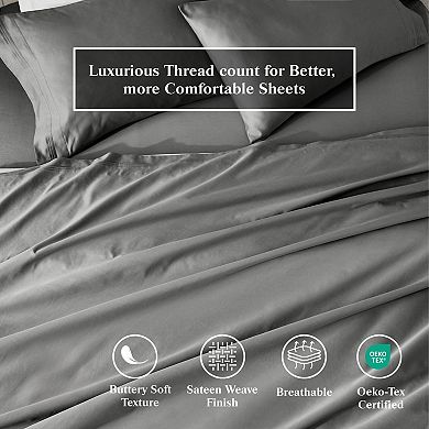 SUPERIOR Egyptian Cotton 650 Thread Count Solid Deep Pocket Sheet Set and Pillowcases