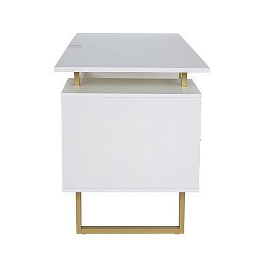 Techni Mobili White and Gold Home Office Desk