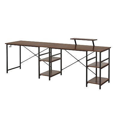 Techni Mobili L-Shaped Industrial Desk with Shelves