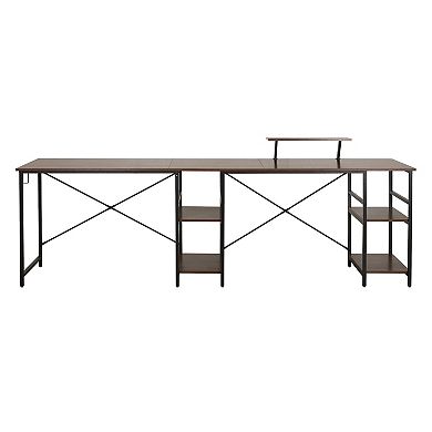 Techni Mobili L-Shaped Industrial Desk with Shelves