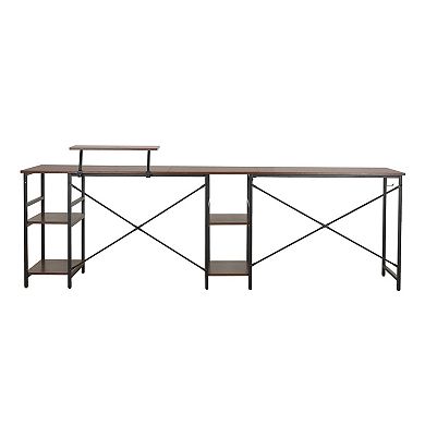 Techni Mobili L-Shaped Industrial Desk with Shelves