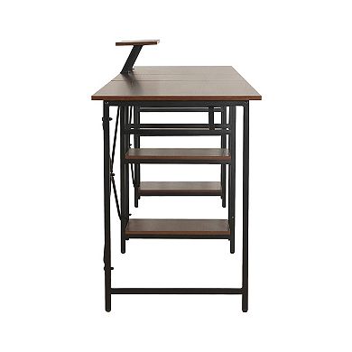 Techni Mobili L-Shaped Industrial Desk with Shelves