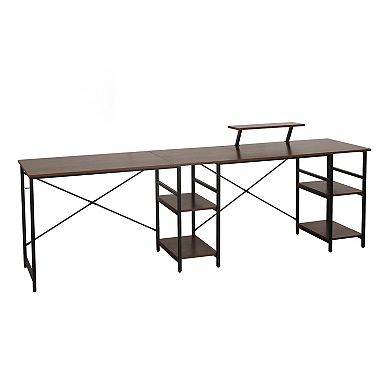 Techni Mobili L-Shaped Industrial Desk with Shelves