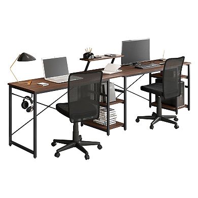 Techni Mobili L-Shaped Industrial Desk with Shelves