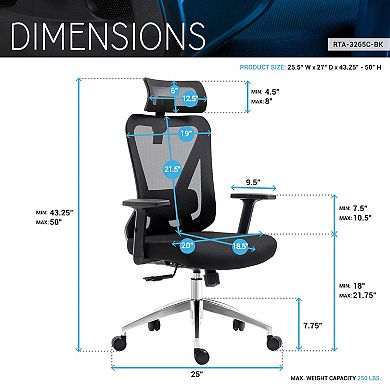 Techni Mobili Truly Ergonomic Mesh Office Chair