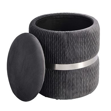 Techni Mobili Modern Velvet Round Ottoman