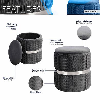 Techni Mobili Modern Velvet Round Ottoman