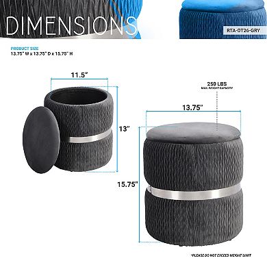 Techni Mobili Modern Velvet Round Ottoman