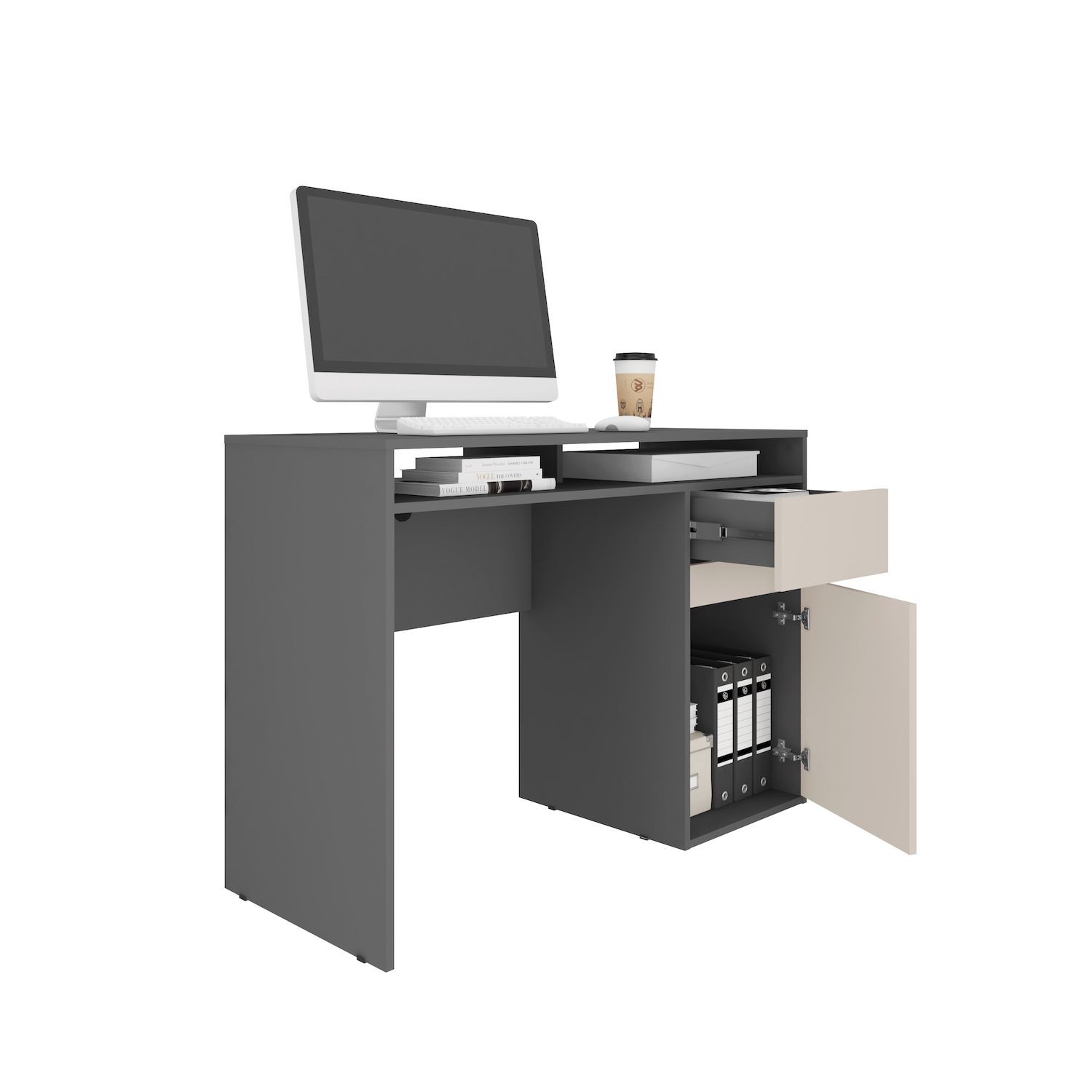 Techni Mobili Rollcontainer Aktenschrank – 2 Schubladen & Hängeregister, Espresso, Mit Feststellrollen