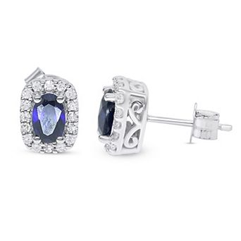 Éthique Sterling Silver 1/4 Carat T.W. Lab-Grown Diamond and Lab-Created Gemstone Earrings