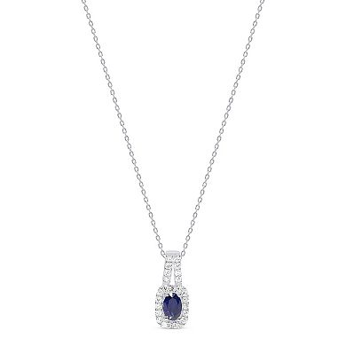 Éthique Sterling Silver 1/4 Carat T.W. Lab-Grown Diamond and Lab-Created Gemstone Pendant Necklace