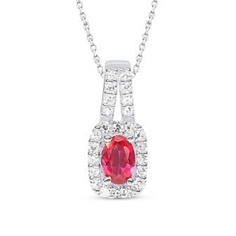 Éthique Sterling Silver 1/4 Carat T.W. Lab-Grown Diamond and Lab-Created Gemstone Pendant Necklace