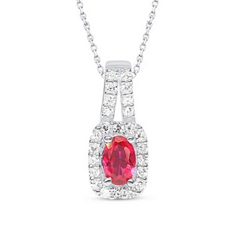 Éthique Sterling Silver 1/4 Carat T.W. Lab-Grown Diamond and Lab-Created Gemstone Pendant Necklace
