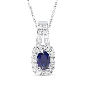 Éthique Sterling Silver 1/4 Carat T.W. Lab-Grown Diamond and Lab-Created Gemstone Pendant Necklace