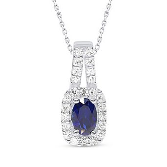 Éthique Sterling Silver 1/4 Carat T.W. Lab-Grown Diamond and Lab-Created Gemstone Pendant Necklace