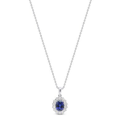 Éthique Sterling Silver 1/2 Carat T.W. Lab-Grown Diamond and Lab-Created Gemstone Pendant Necklace