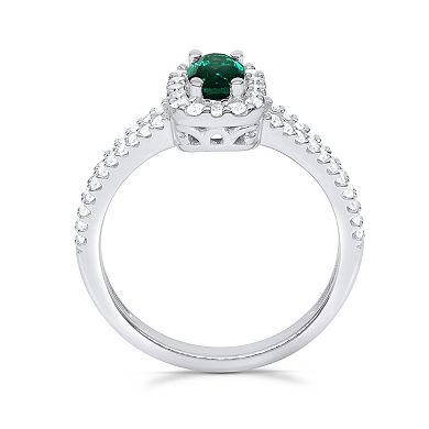 Éthique Sterling Silver 1/3 Carat T.W. Lab-Grown Diamond and Lab-Created Gemstone Ring