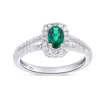 Éthique Sterling Silver 1/3 Carat T.W. Lab-Grown Diamond and Lab-Created Gemstone Ring