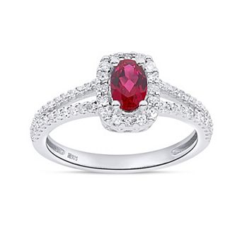 Éthique Sterling Silver 1/3 Carat T.W. Lab-Grown Diamond and Lab-Created Gemstone Ring