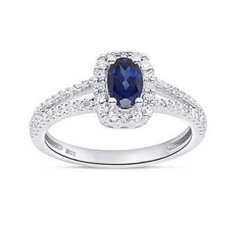 Éthique Sterling Silver 1/3 Carat T.W. Lab-Grown Diamond and Lab-Created Gemstone Ring